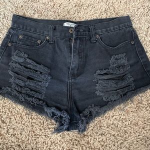 Forever 21 Black Ripped Cut Off Shorts, US 27, Size 4